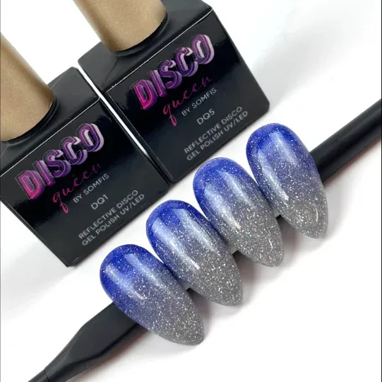 Trajni lak Somfis Disco Queen DQ5 varnish in blue glitter 9ml - picture 3