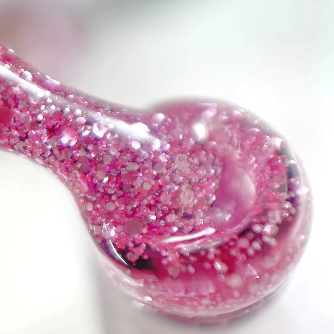 Trajni ružičasti glitter lak za nokte Somfis GL05 9ml s mješavinom zrnaca - picture 2