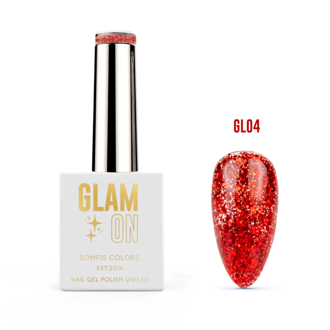 Trajni lak Somfis Glam ON GL04 s crvenim glitterom 9ml